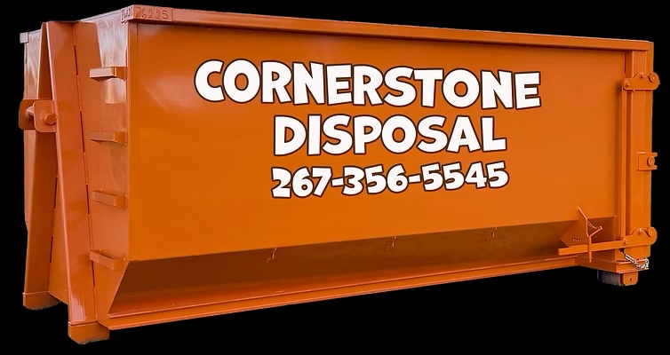 Orange Cornerstone Disposal roll-off dumpster in Bucks County